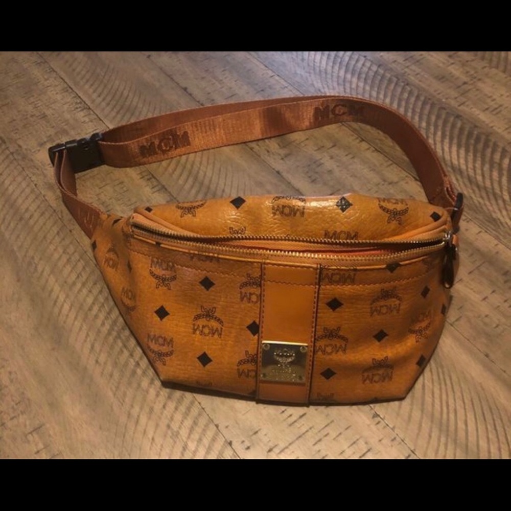Mcm cognac fanny pack